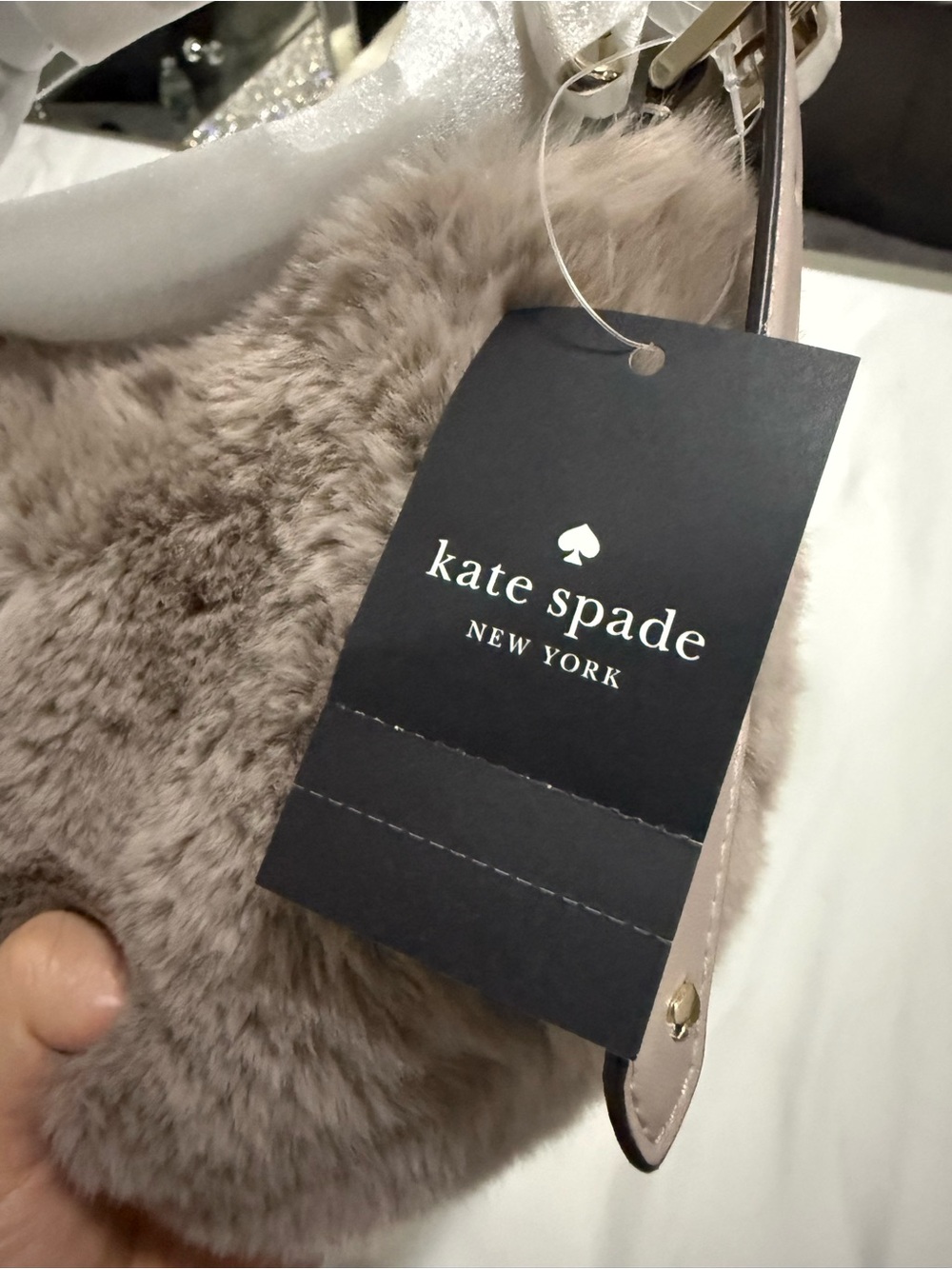 kate spade Plush Mini Crossbody Bag in Taupe